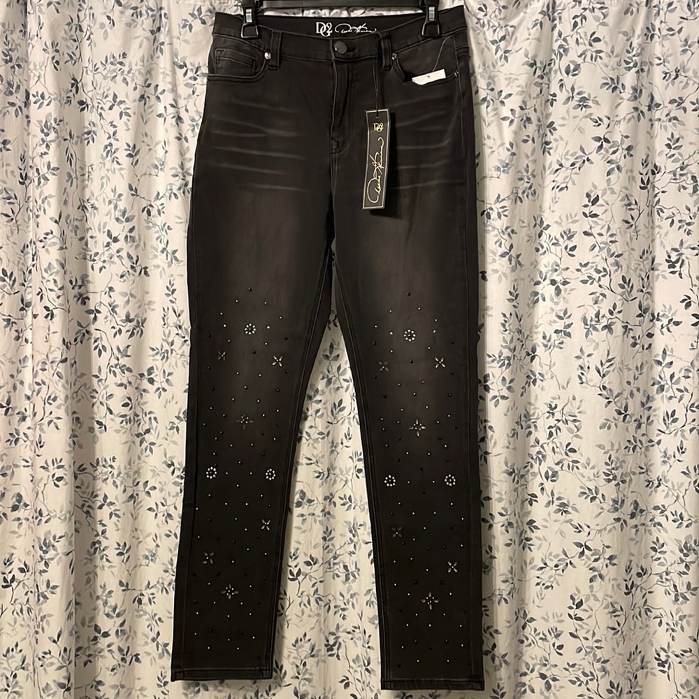 DG2 Diane Gilman Stretch Embellished Skinny Jeans Size 8 NWT